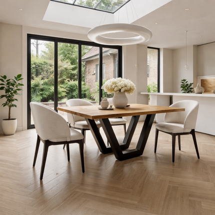 Wilksby Solid Oak Dining Table Steel Leg