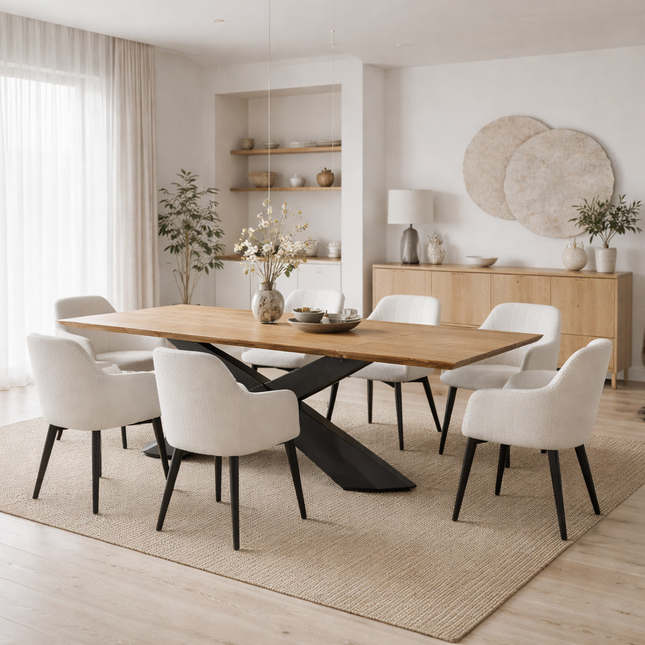 Mavis Oak Dining Table Steel Base