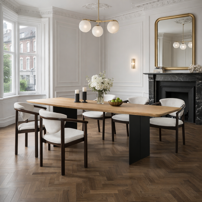 Hareby Solid Oak Dining Table Steel Leg