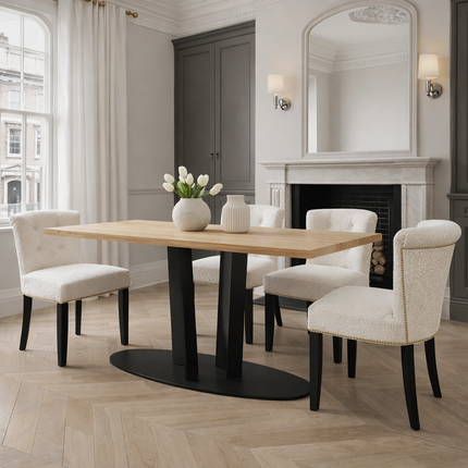 Dalby Solid Oak Dining Table Steel Leg