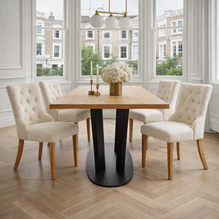 Dalby Solid Oak Dining Table Steel Leg