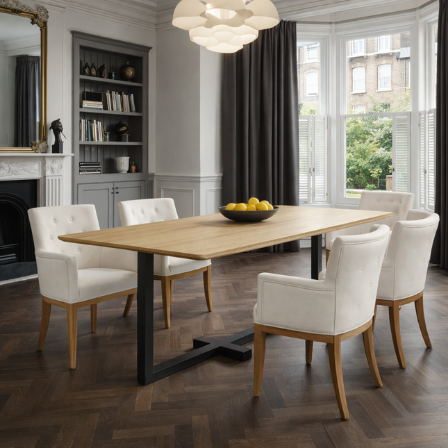 Yarm Solid Oak Dining Table Steel Base