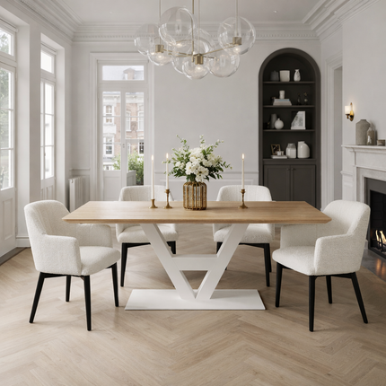 Kirton Solid Oak Dining Table Steel Base