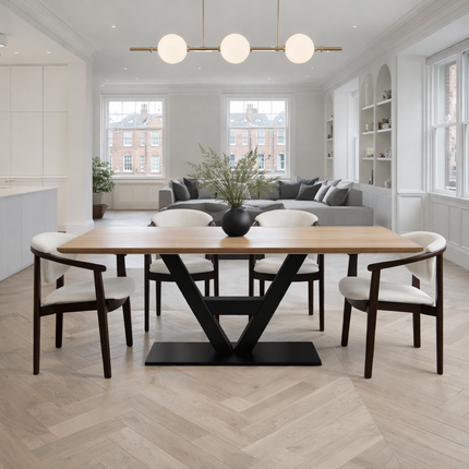 Kirton Solid Oak Dining Table Steel Base
