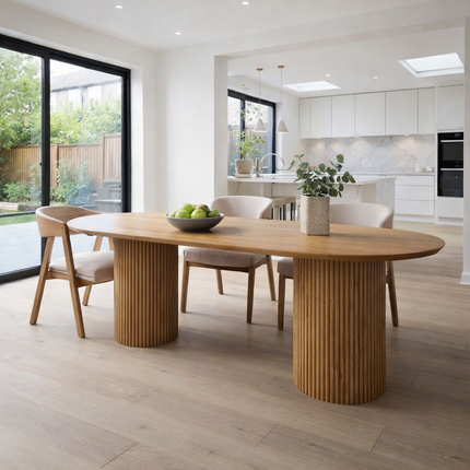 Moulton Oak Dining Table Steel Base