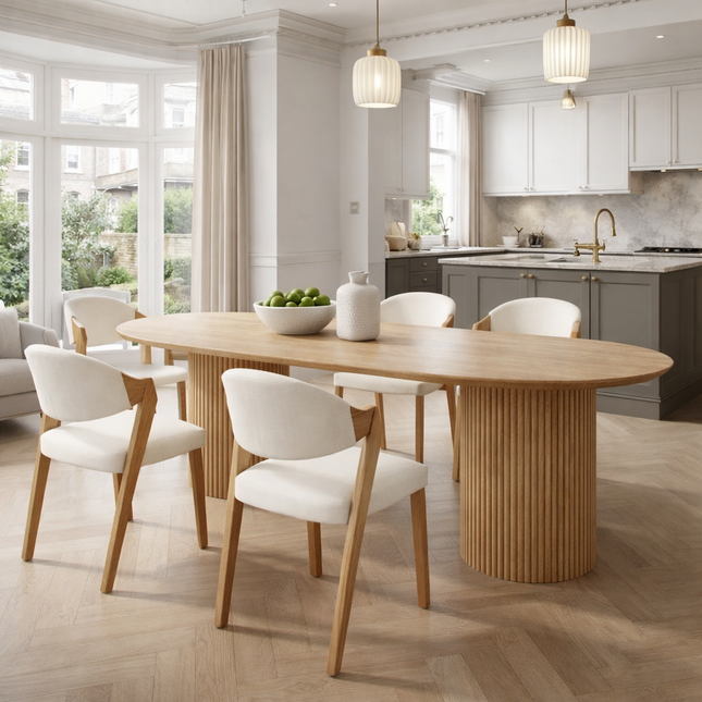 Moulton Oak Dining Table Steel Base