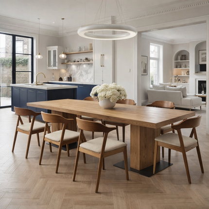 Swaton Solid Oak Dining Table with Wooden Base