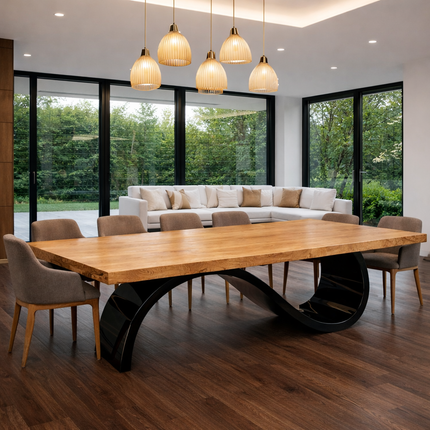 Ashby Oak Modern Dining Table Wave