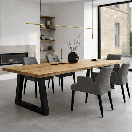 Somerby Solid Oak Dining Table Chunky Steel Leg