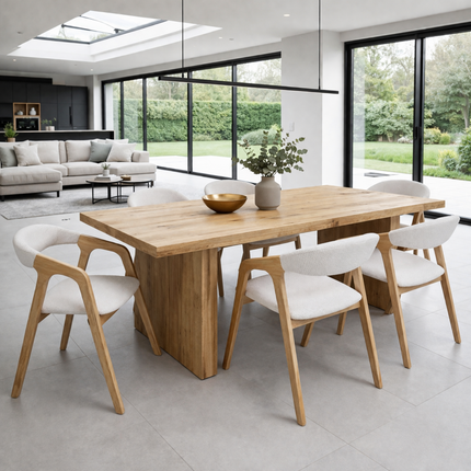 Toynton Solid Oak Dining Table with Wooden Block Leg