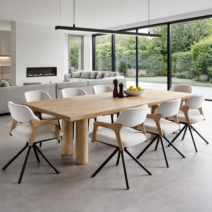 Hatton Solid Oak Dining Table with Wooden Pin Rounded