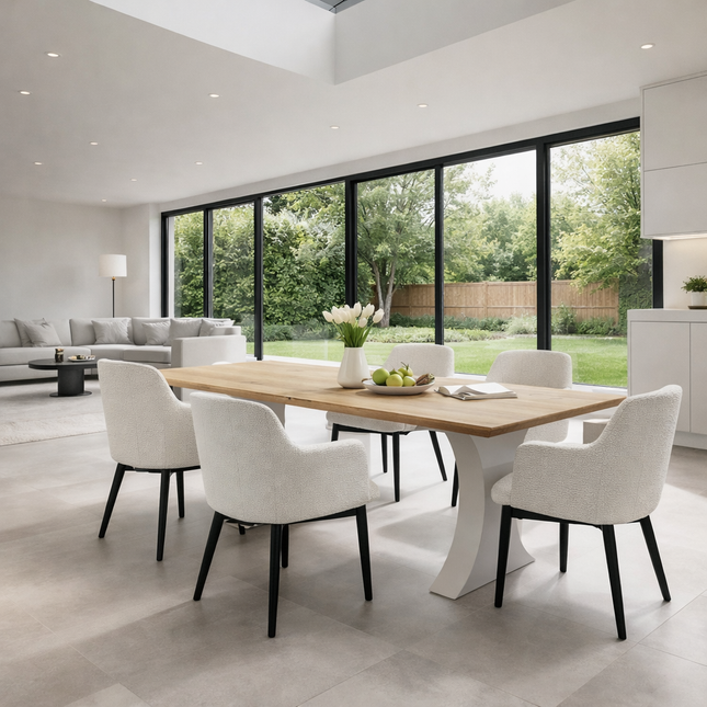 Asterby Solid Oak Dining Table with Steel Base