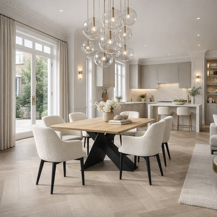 Cromer Oak Modern Dining Table with Steel Base