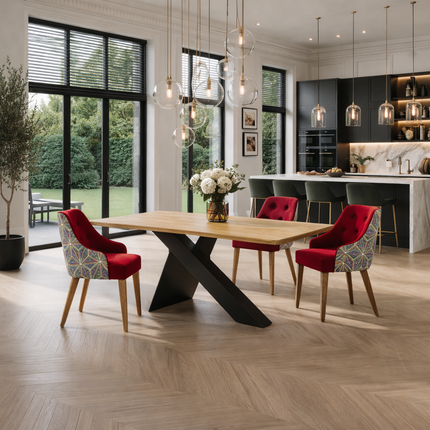 Cromer Oak Modern Dining Table with Steel Base