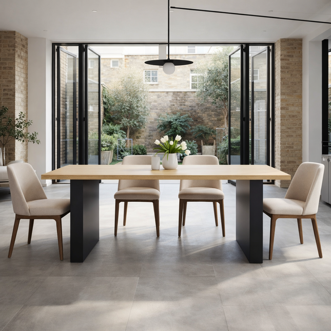Rotsea Oak Modern Dining Table Steel Base