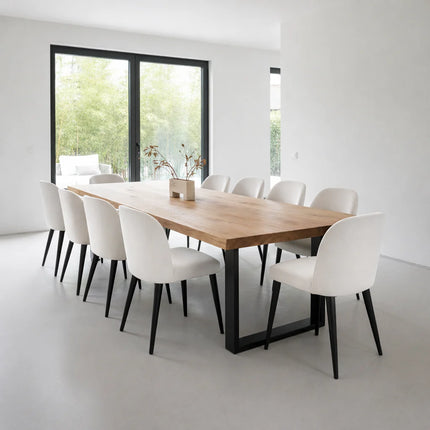 Hilton Solid Oak Dining Table Square Steel Legs