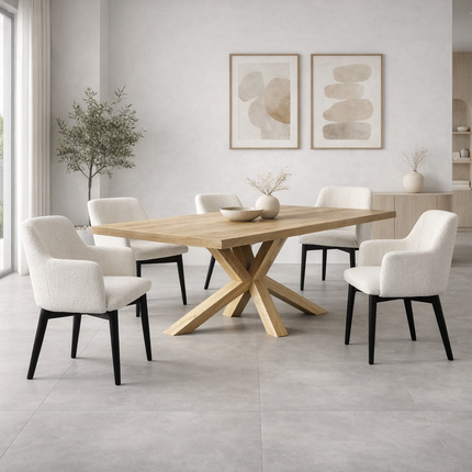 Sotby Oak Modern Dining Table Star Wooden Base
