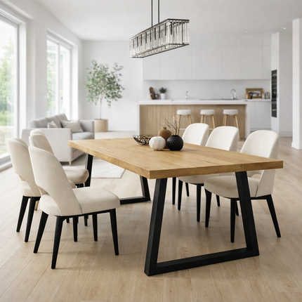 Rigsby Solid Oak Dining Table TP Steel Legs