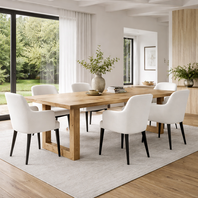 Beesby Solid Oak Dining Table with Square Wooden Legs