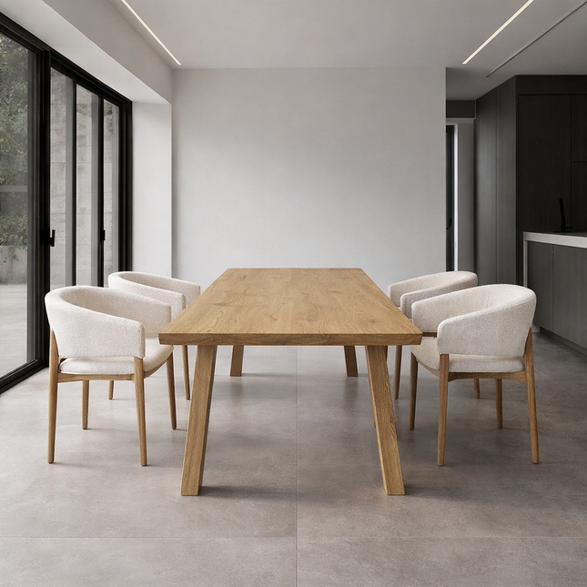 Wooler Solid Oak Dining Table with Wooden Pin A Legs