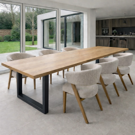 Bryton Solid Oak Dining Table Steel Square Legs
