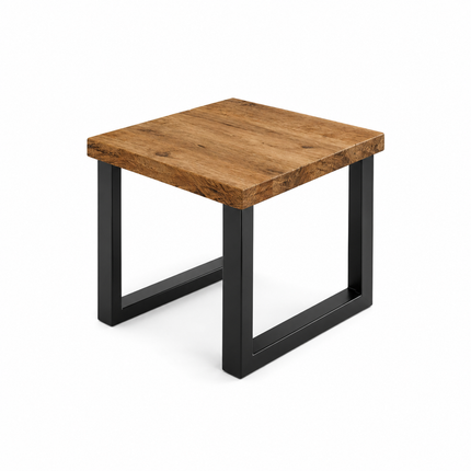 Brigg Rustic side table straight edge with square metal legs