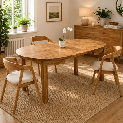 Oak Extendable Round Dining Table Mani