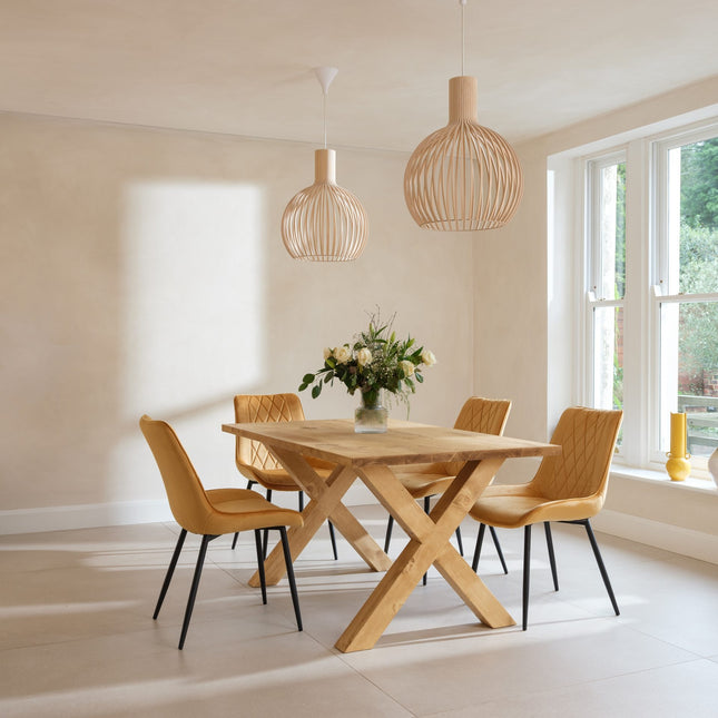 Calia Style Industrial Dining Table Rustic XF Wooden Chunky Legs