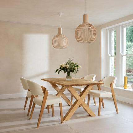 Calia Style Industrial Dining Table Rustic XF Wooden Chunky Legs