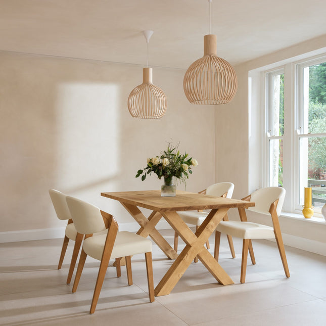 Calia Style Industrial Dining Table Rustic XF Wooden Chunky Legs