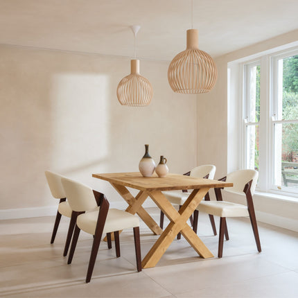Calia Style Industrial Dining Table Rustic XF Wooden Chunky Legs