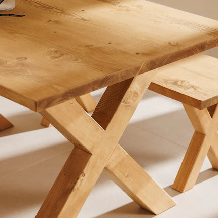 Industrial Rustic Wood X Legs Bench