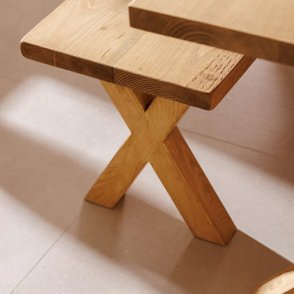 Industrial Rustic Wood X Legs Bench