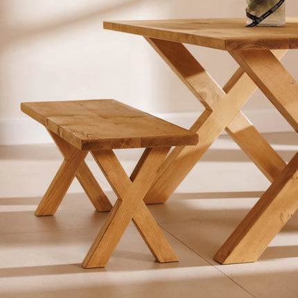 Industrial Rustic Wood X Legs Bench