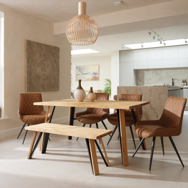 Calia Style Industrial Reclaimed Dining Table Wooden/Steel Legs Black
