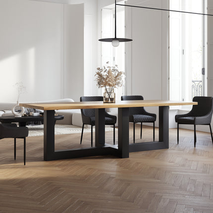 Brooke Oak Modern Dining Table with Steel Base