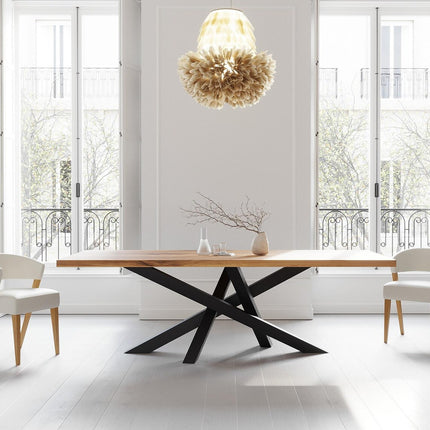 Bilsby Oak Modern Dining Table Crossocer Stel Base