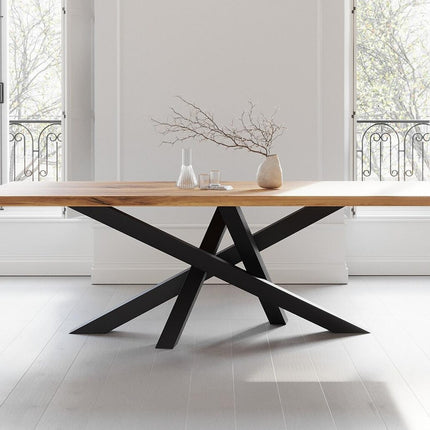 Bilsby Oak Modern Dining Table Crossocer Stel Base