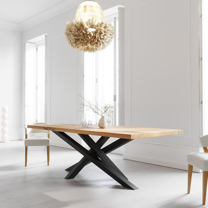 Bilsby Oak Modern Dining Table Crossocer Stel Base