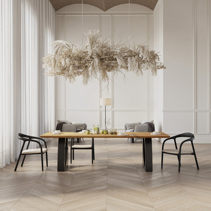Saxby Solid Oak Dining Table with Round Metal Base