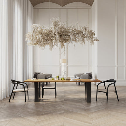 Barrow Solid Oak Dining Table with U Shape Metal Base