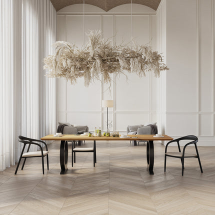 Bonby Solid Oak Dining Table with Round Metal Base