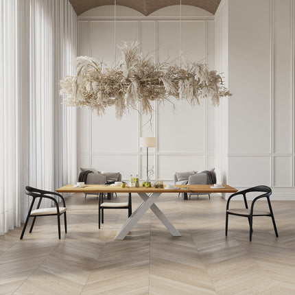 Ewerby Oak Modern Dining Table with Steel Base