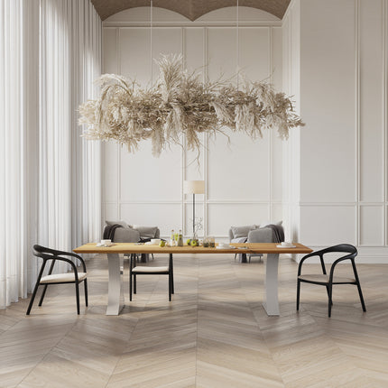 Asterby Solid Oak Dining Table with Steel Base