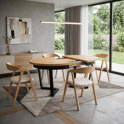 Oak Extendable Round Dining Table Alex