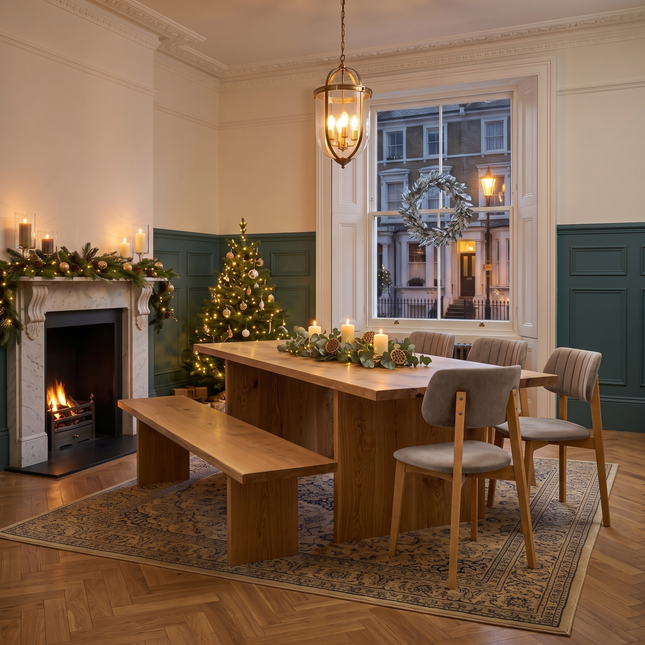 Alton Solid Oak Dining Table with Wooden Legs