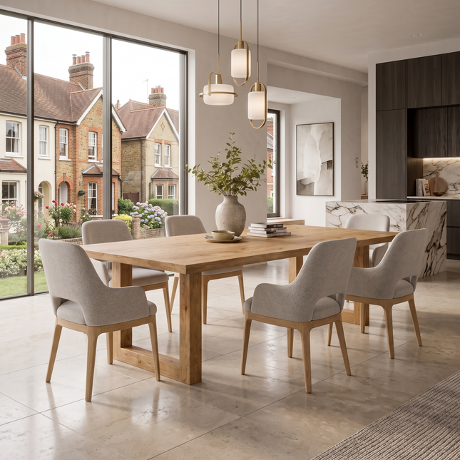 Beesby Solid Oak Dining Table with Square Wooden Legs