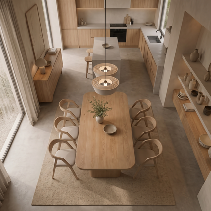 Bain Solid Oak Dining Set – Oak Dining Table & 6 Aby Chairs