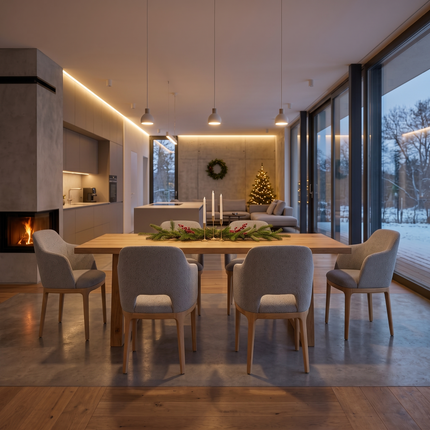 Anderby Solid Oak Dining Table with Trapezium Wooden Legs