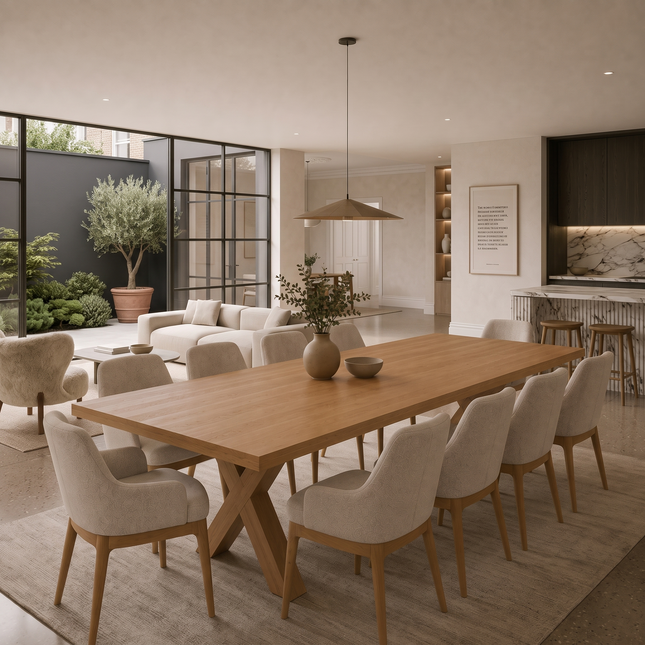 Tetney Solid Oak Dining Table with XF Wooden Legs